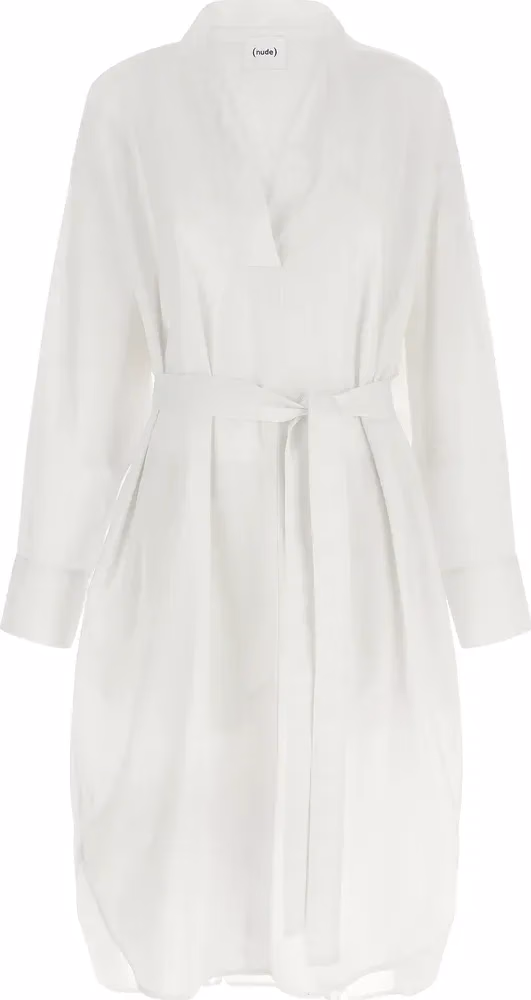 NUDE White Cotton Midi Dress