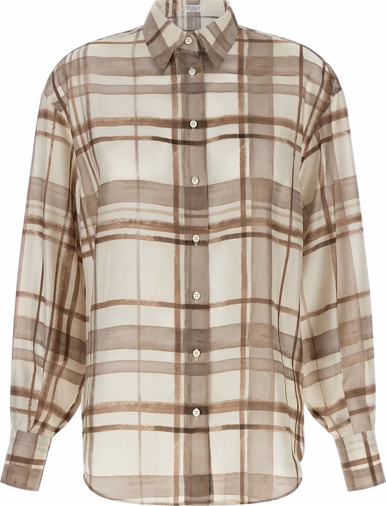 Brunello Cucinelli Beige Silk Blouse