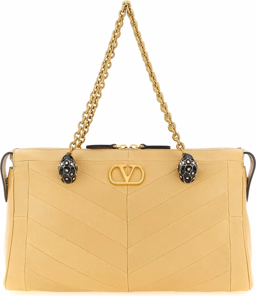 Valentino Garavani Beige Lamb Leather Shoulder Bag