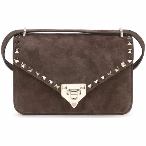Valentino Garavani Brown Suede Leather Shoulder Bag
