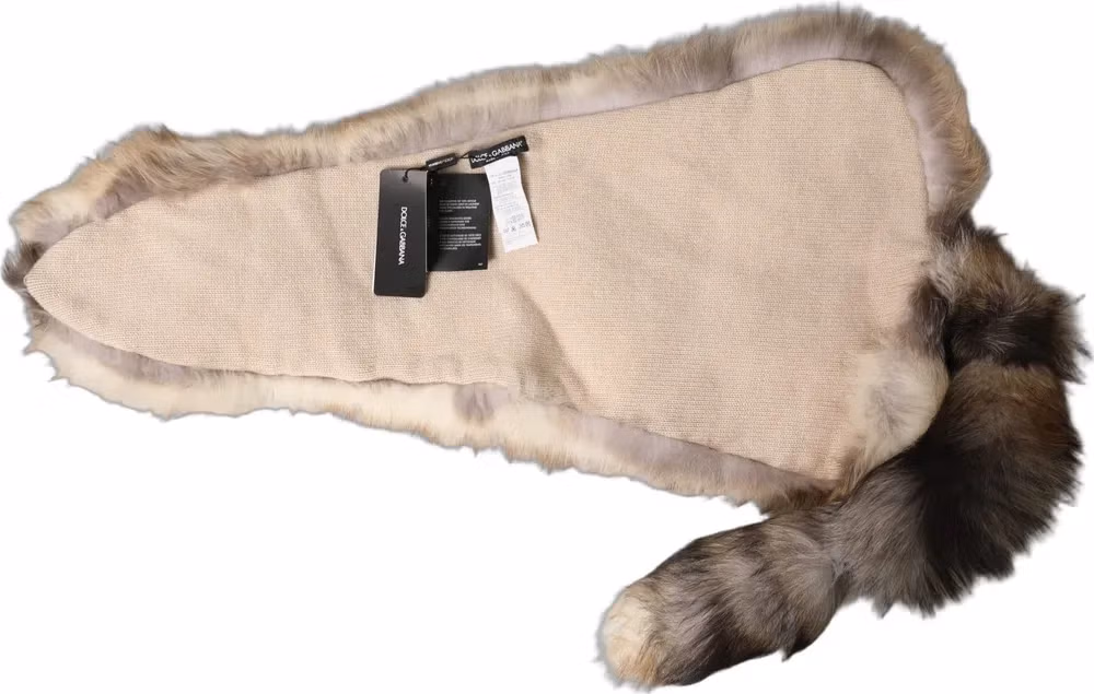 Dolce & Gabbana Brown Frost Fox Fur Neck Warmer Winter Scarf
