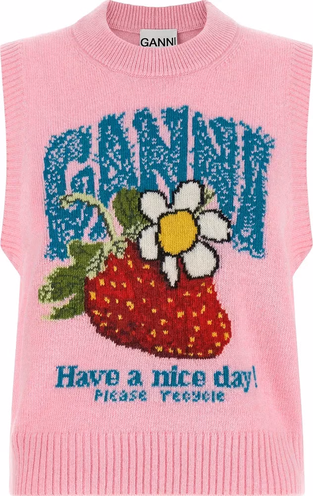 Ganni Multicolor Wool Sleeveles Sweater