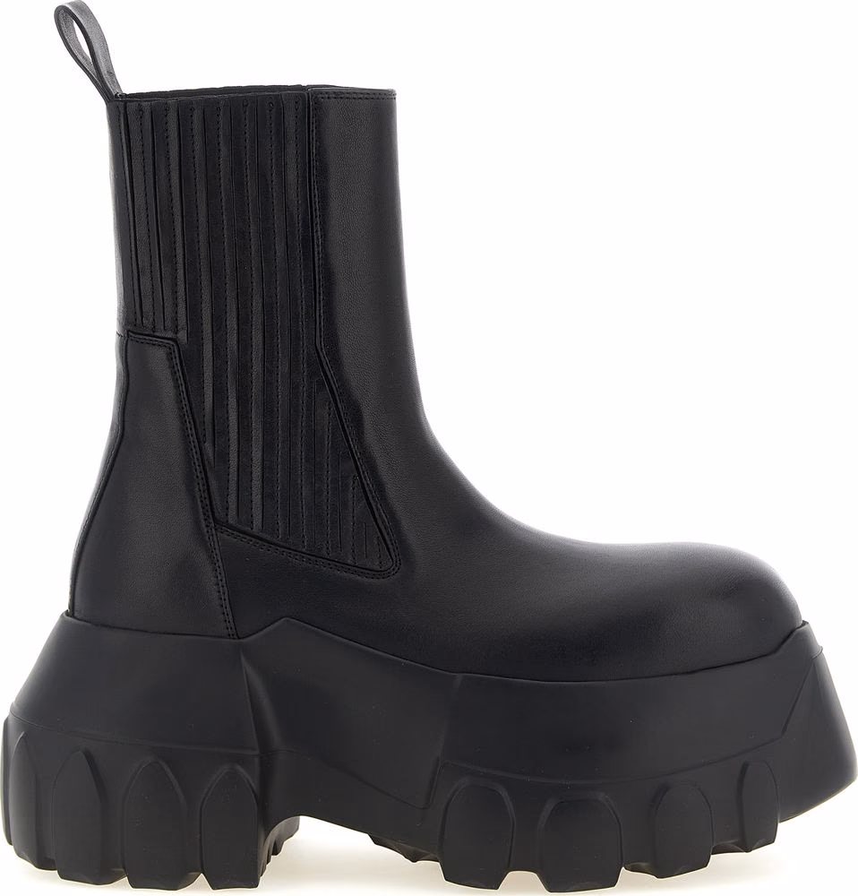 Rick Owens Black Ramie Ankle Boots
