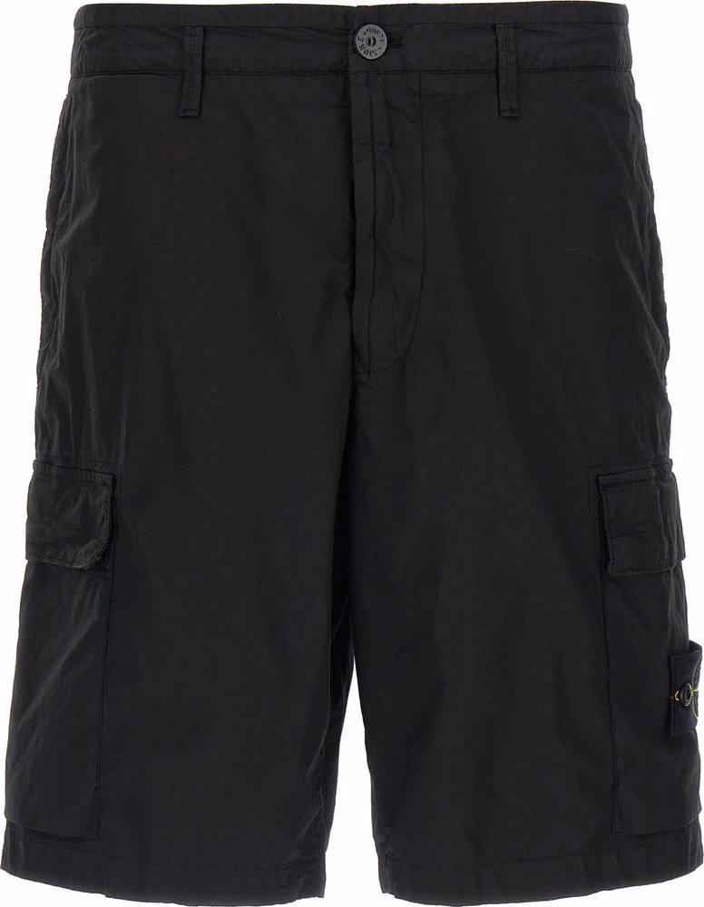 Stone Island Black Cotton Bermuda Shorts