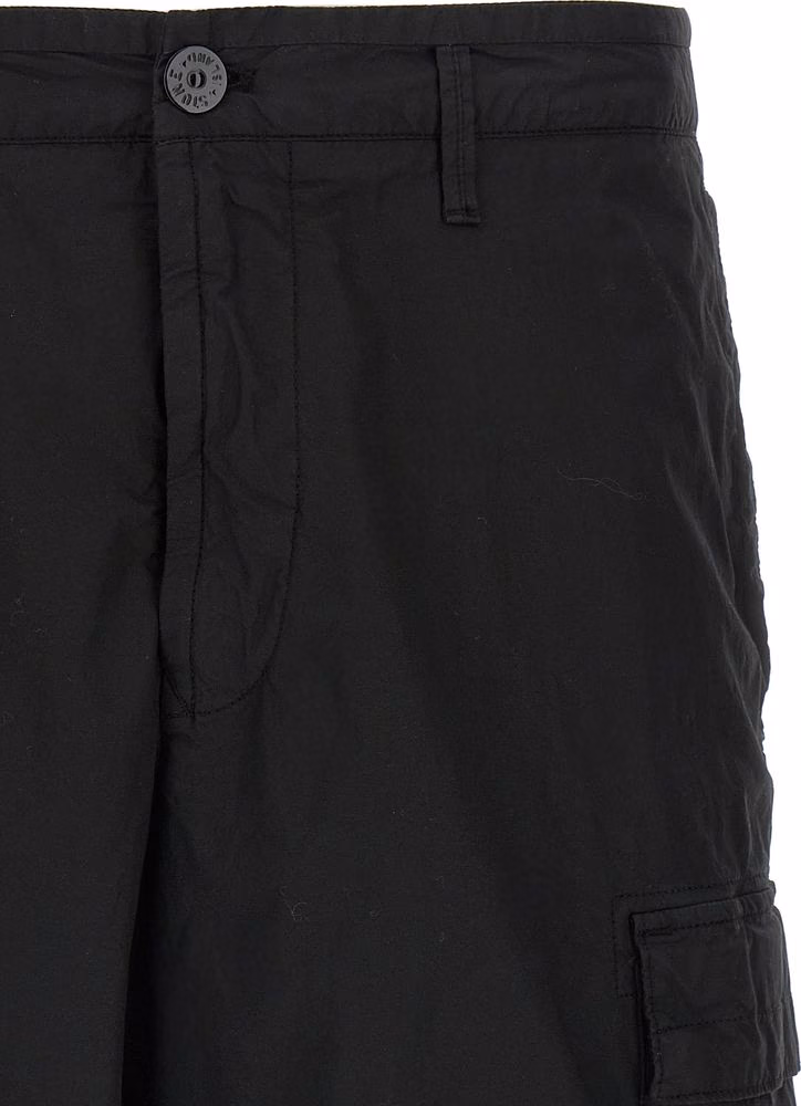 Stone Island Black Cotton Bermuda Shorts