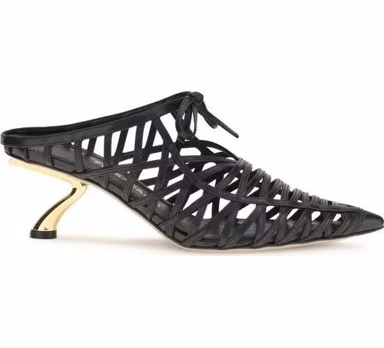 Ferragamo Black Calf Leather Bos Taurus Mules