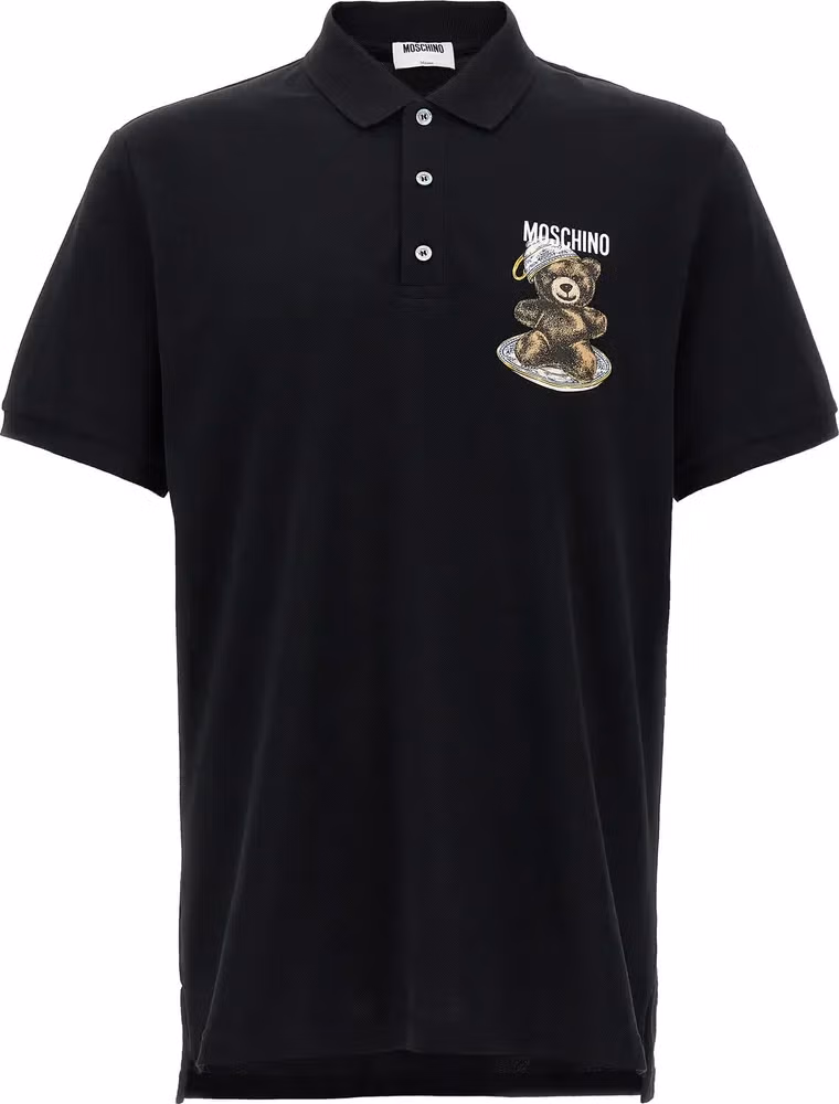 Moschino Black Cotton Polo Shirt