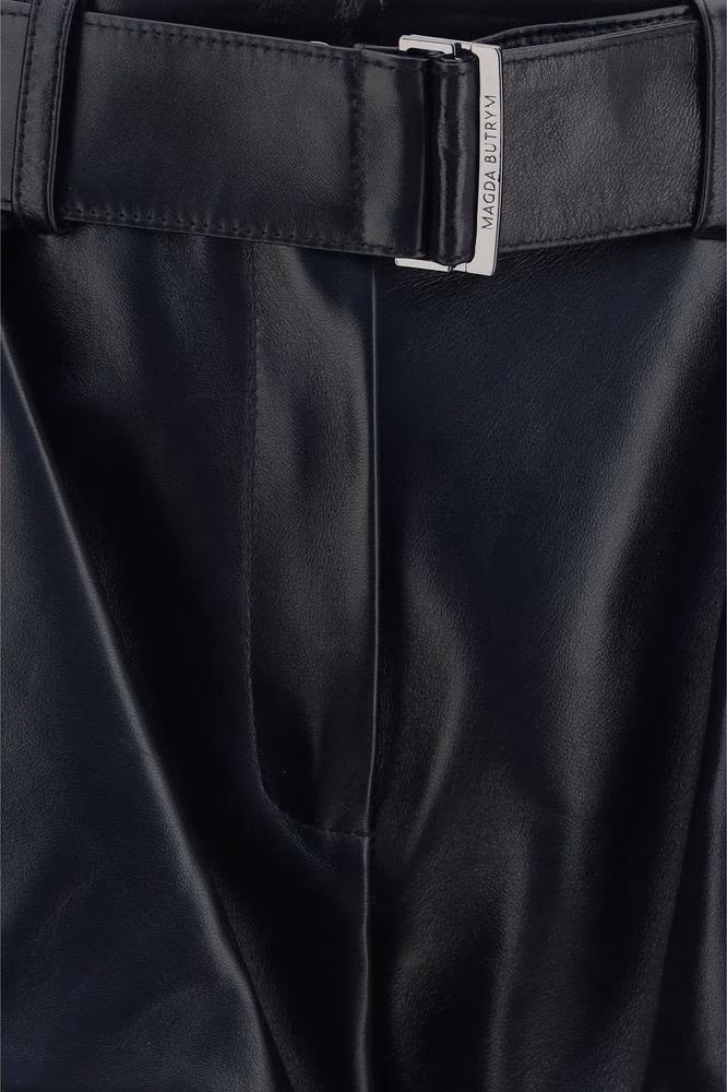 Magda Butrym Black Lambskin Bermuda Shorts