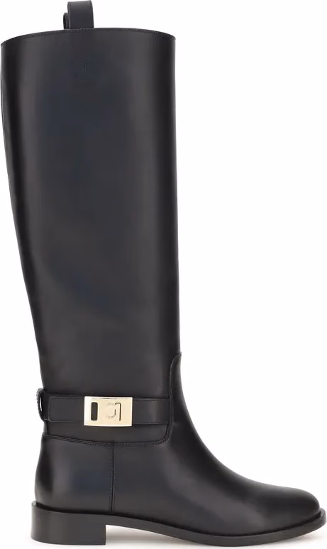 Ferragamo Black Calf Leather Bos Taurus Boots