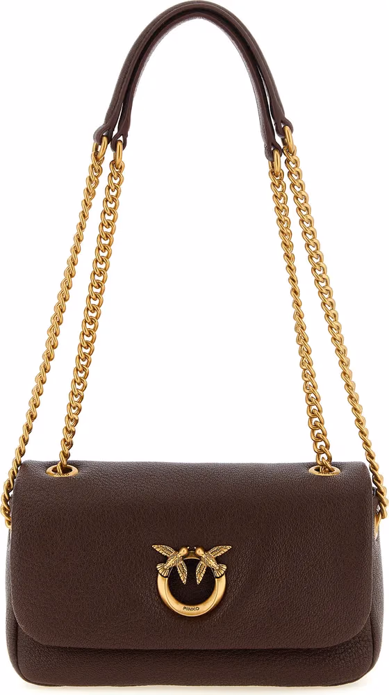 PINKO Brown Lamb Leather Shoulder Bag