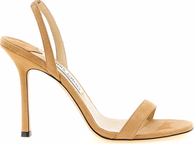 Beige Leather Stiletto Heel Sandals