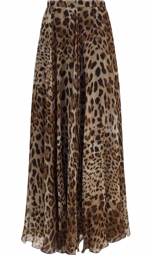 Dolce & Gabbana Beige Silk Long Skirt