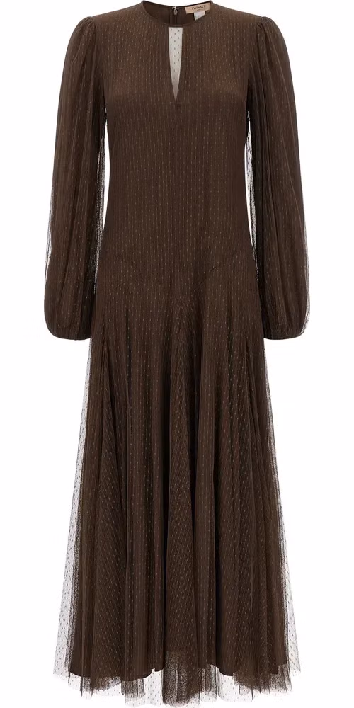 Twinset Brown Polyester Long Dress