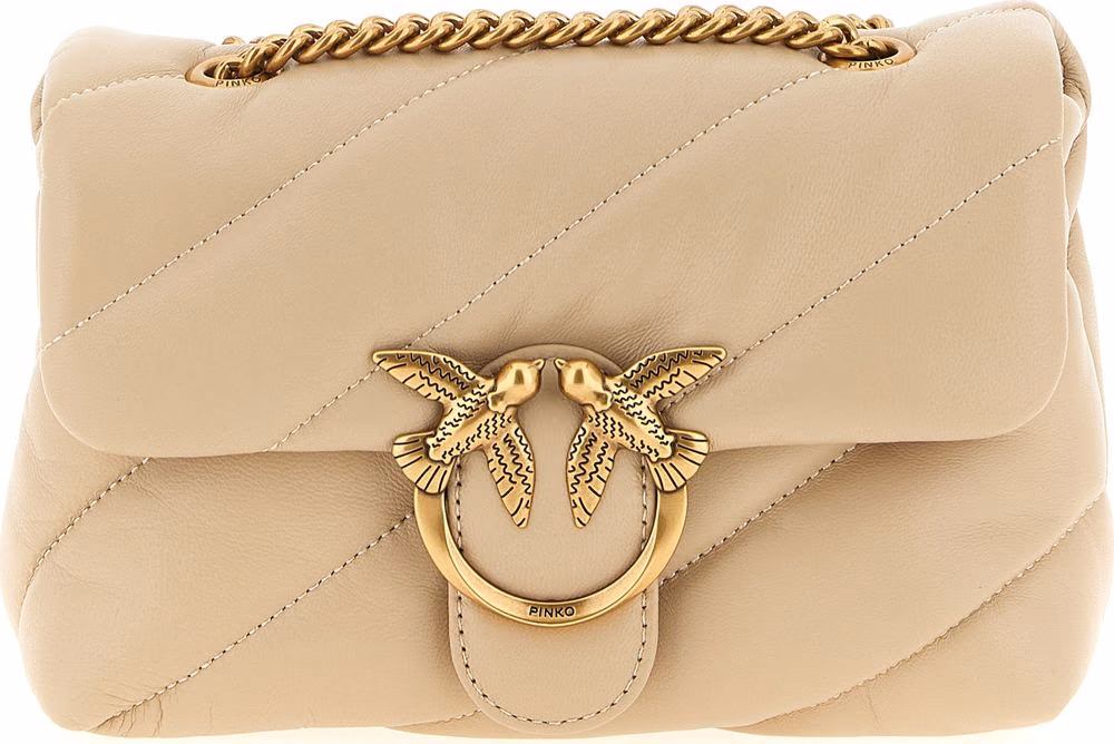 PINKO Beige Lambskin Crossbody Bag