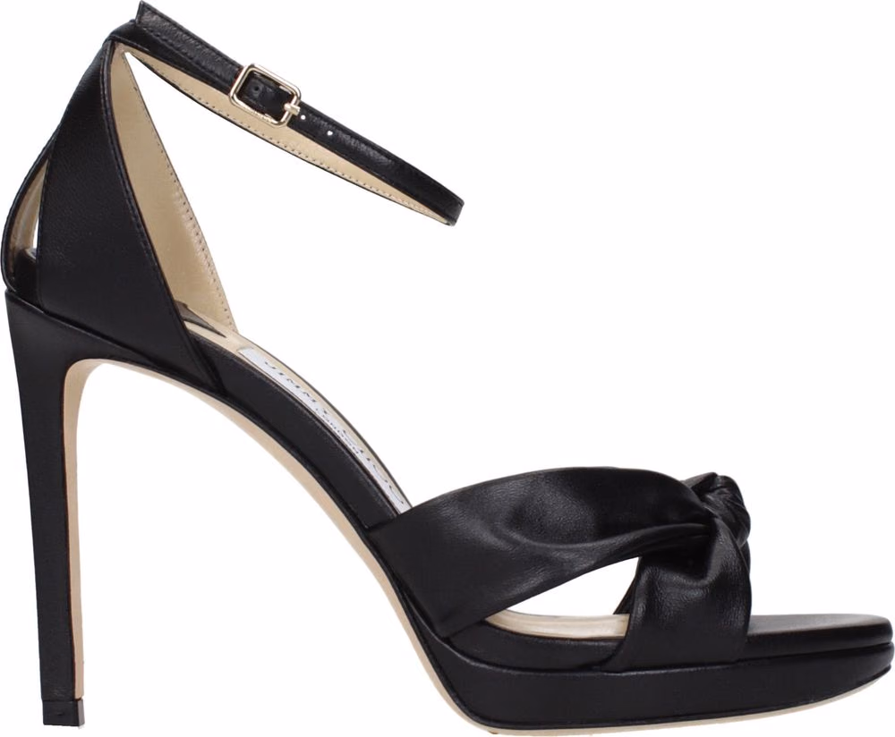 Jimmy Choo Black Leather Platform Sandals
