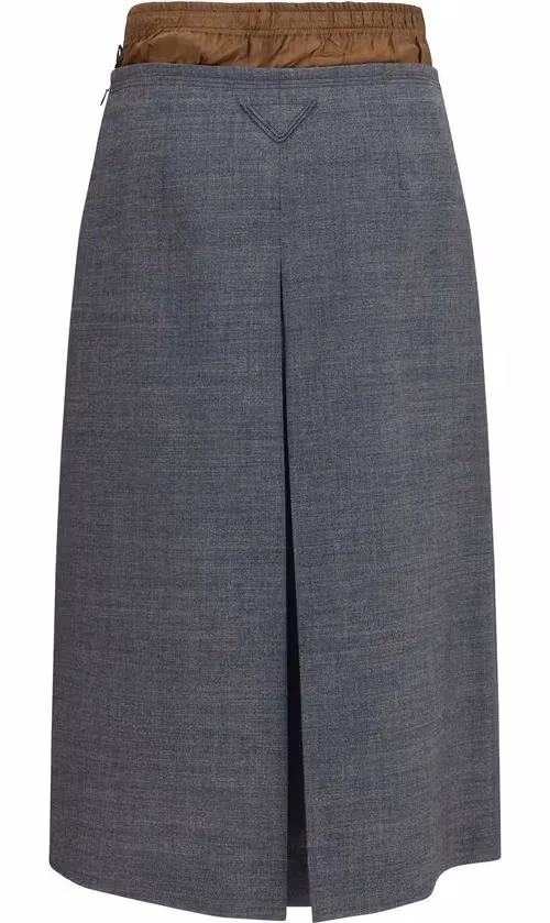 Prada Gray Wool Oves Aries Midi Skirt