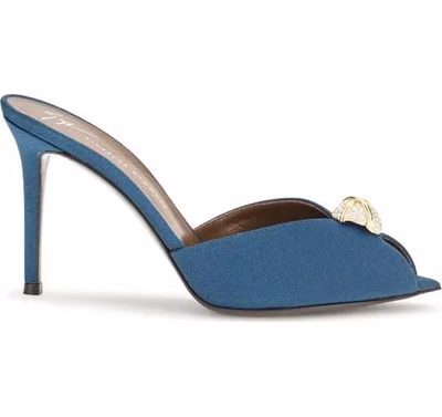 Blue Calf Leather Bos Taurus Stiletto Heel Sandals