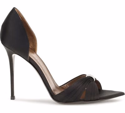 Black Satin Stiletto Heel Sandals