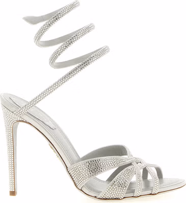 Silver Viscose Stiletto Heel Sandals