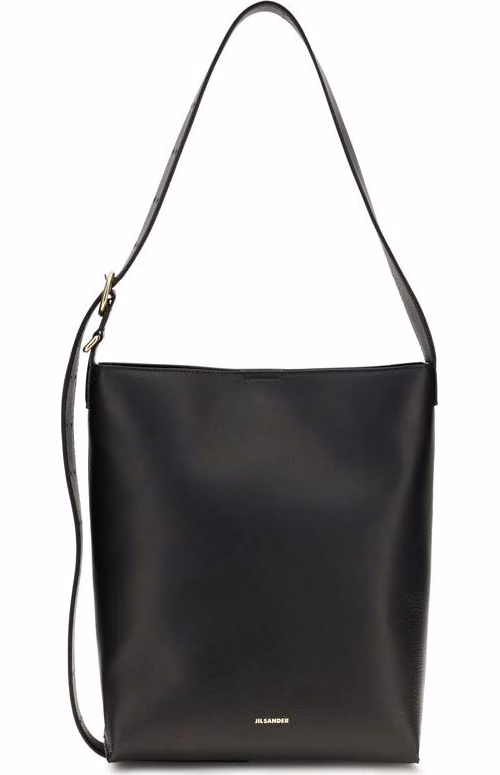 Jil Sander Black Calf Leather Bos Taurus Shoulder Bag