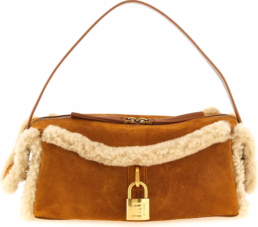 Balmain Brown Calfskin Shoulder Bag