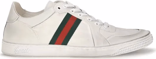 Gucci White Calf Leather Bos Taurus Low Top Sneakers
