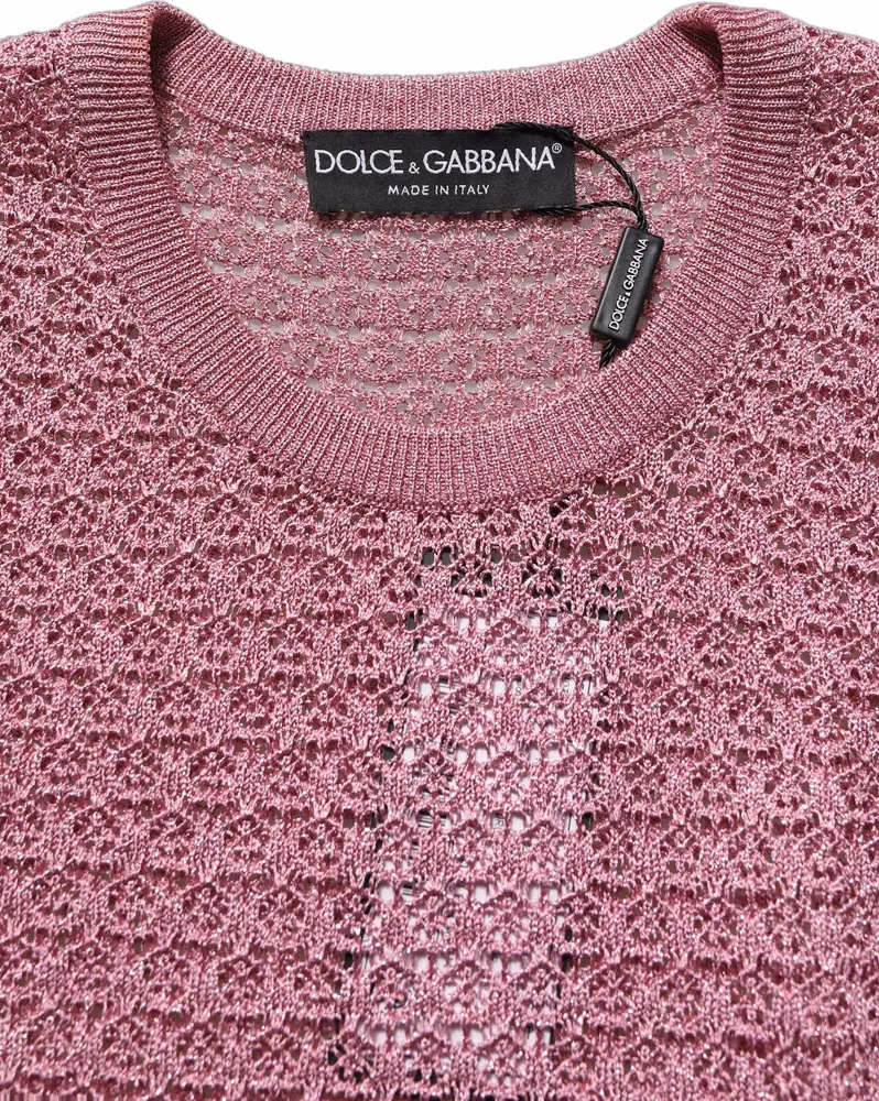 Dolce & Gabbana Pink Sheer Mesh Crew Neck Sleeveless Tank Top