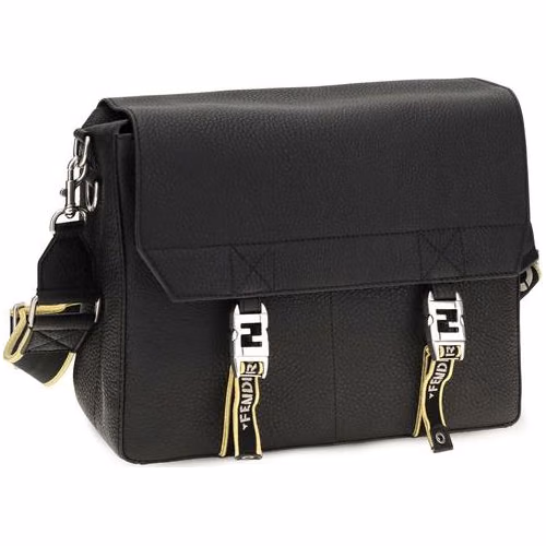 Fendi Black Calf Leather Bos Taurus Shoulder Bag