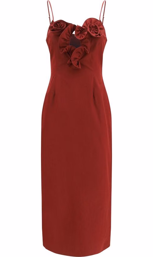 Magda Butrym Bordeaux Cotton Cocktail Dress