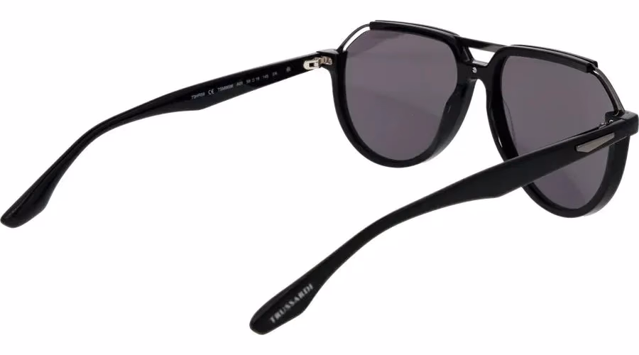 Trussardi Black Acetate & Stainless Steel Sunglasses