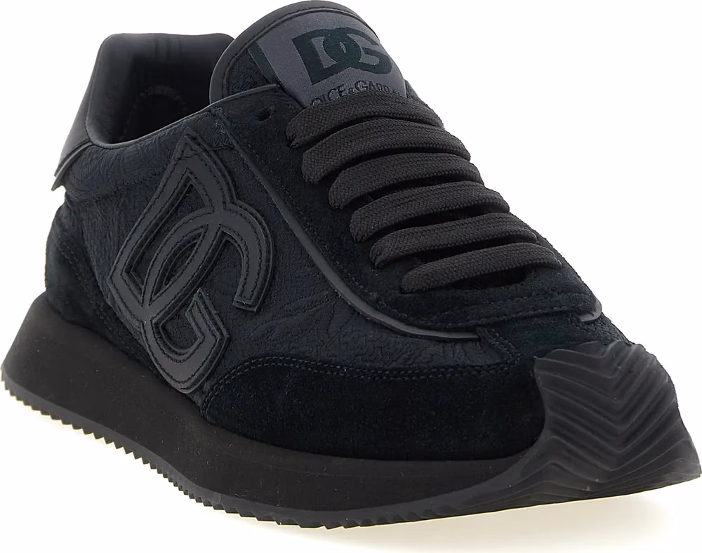 Dolce & Gabbana Black Leather Athletic Sneakers