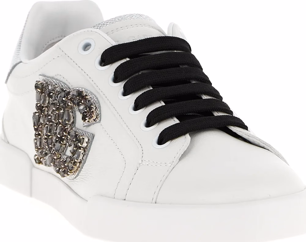Dolce & Gabbana Silver Calfskin Low Top Sneakers