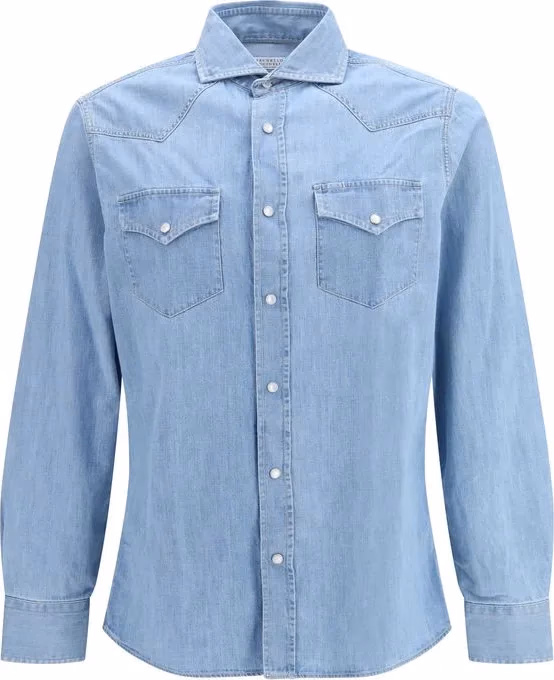 Brunello Cucinelli Blue Denim Shirt