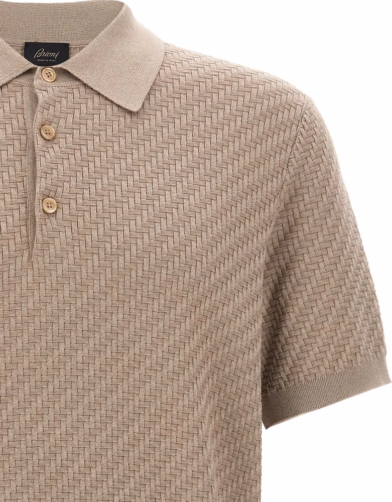 Brioni Beige Cotton Polo Shirt