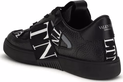 Valentino Garavani Black Calf Leather Bos Taurus Athletic Sneakers