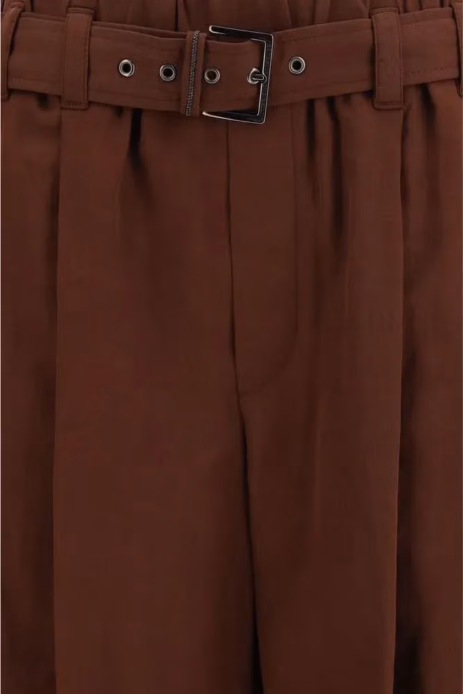 Brunello Cucinelli Brown Cotton Casual Pants