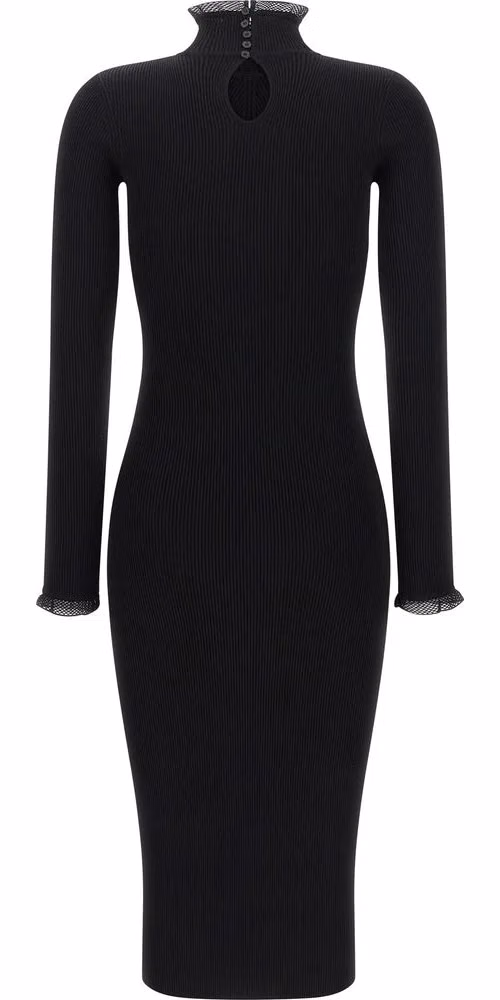 Elisabetta Franchi Black Viscose Midi Dress