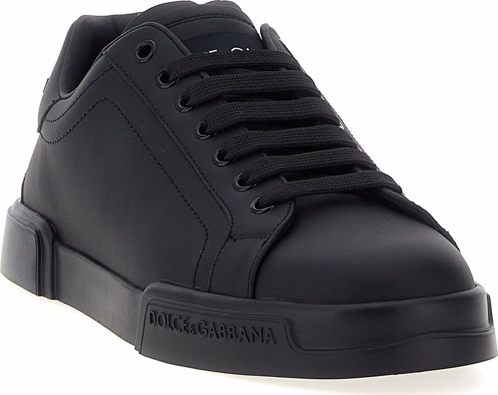 Dolce & Gabbana Black Calfskin Low Top Sneakers