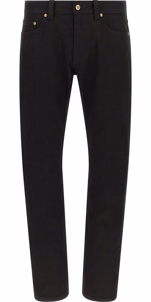 Versace Black Cotton Straight-Leg Jeans