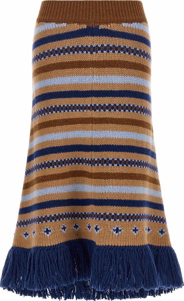 Alanui Multicolor Virgin Wool Midi Skirt