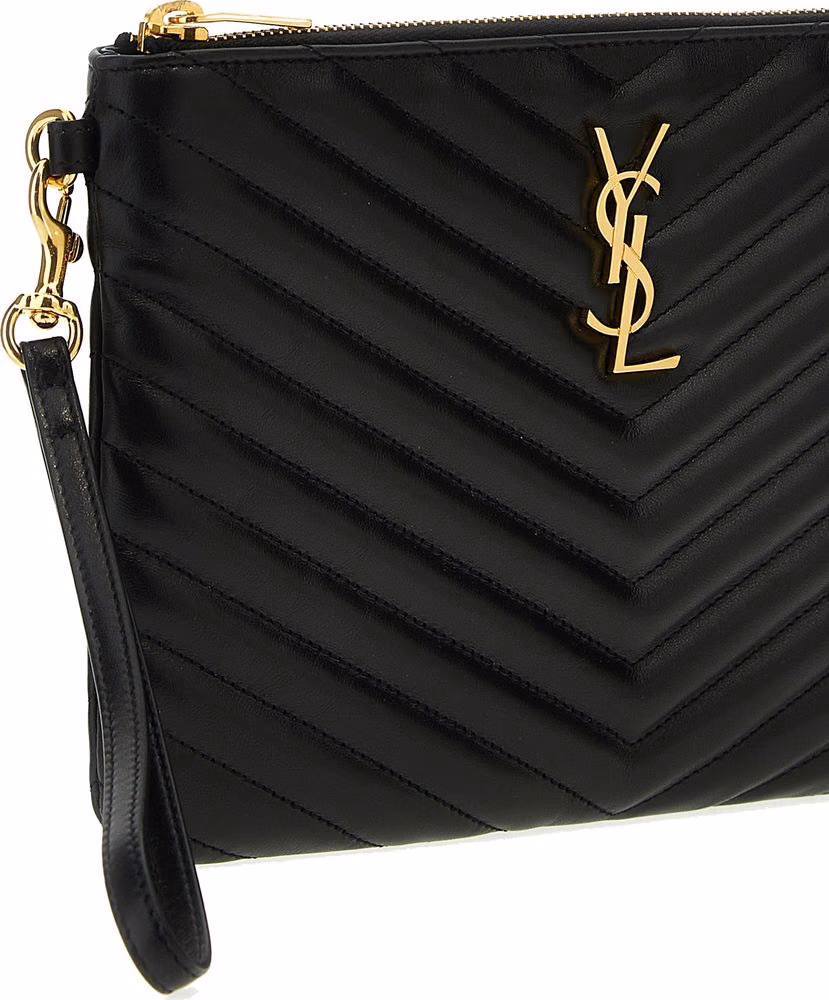 Saint Laurent Black Calfskin Clutch Bag
