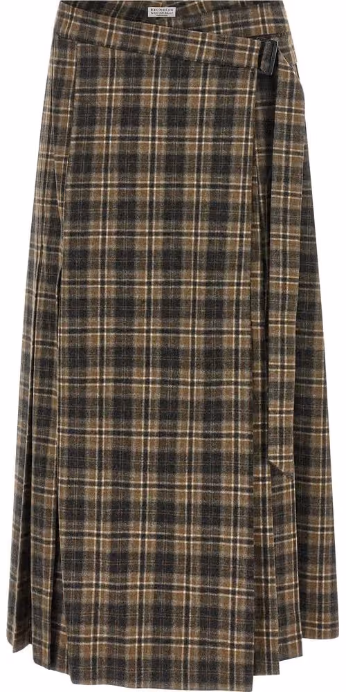 Brunello Cucinelli Brown Virgin Wool Mini Skirt