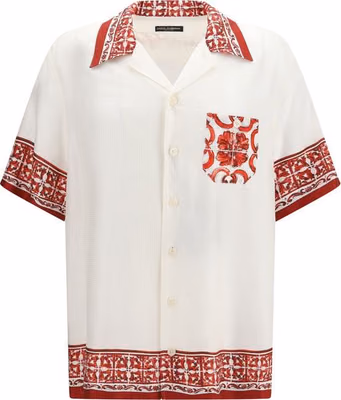 White Silk Pattern Shirt