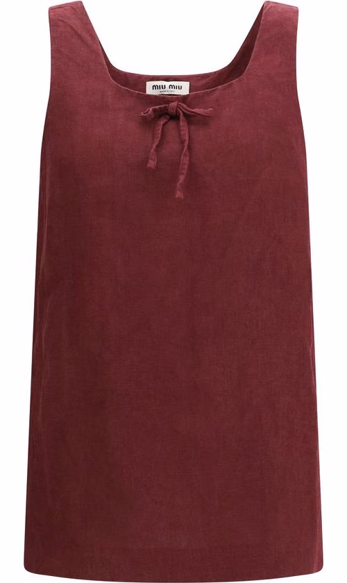 Miu Miu Bordeaux Linen Casual Dress