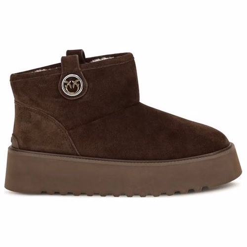 PINKO Brown Calf Leather Bos Taurus Flat Boots