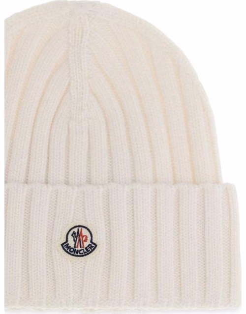 Moncler White Wool Oves Aries Beanie