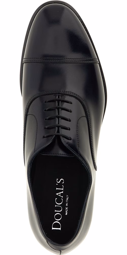 Doucal's Black Lamb Leather Oxfords And Derbies
