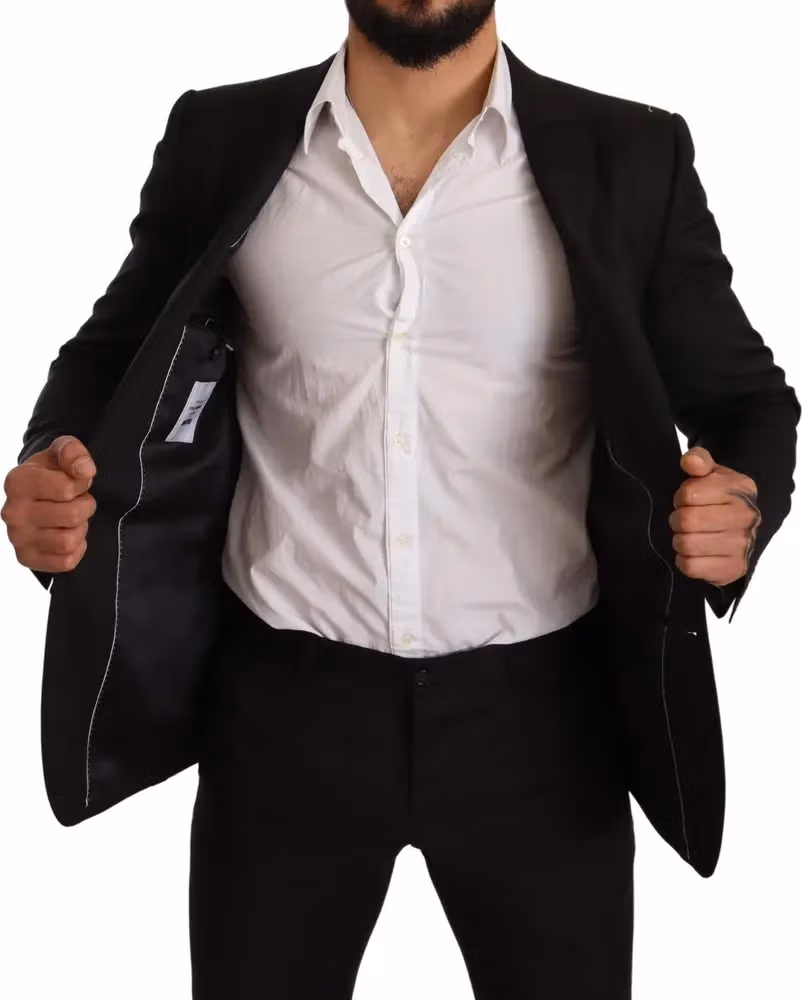 Dolce & Gabbana Dark Gray Check MARTINI SLIM FIT 2 Piece Suit