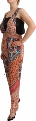Multicolor Viscose Floral Print Women Jumpsuit Dress