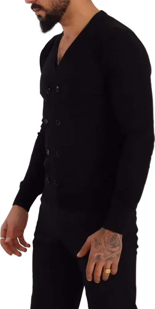 Dolce & Gabbana Black Cashmere Button Down Cardigan Sweater